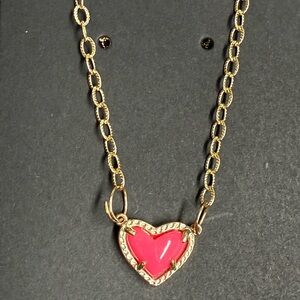 Kendra Scott Gold Necklace with Pink Heart Pendant